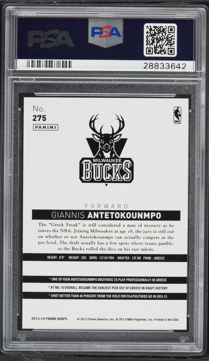 2013 Hoops Gold Giannis Antetokounmpo ROOKIE #275 PSA 9 MINT