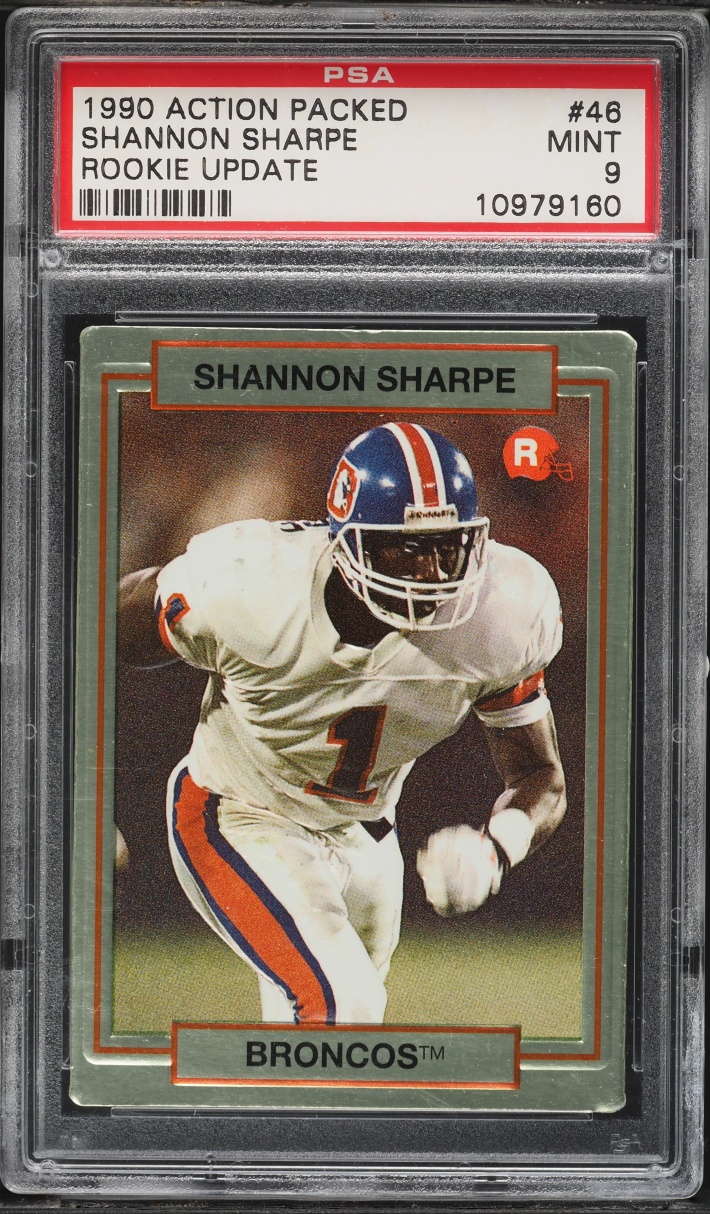 1990 Action Packed Update Shannon Sharpe ROOKIE #46 PSA 9 MINT