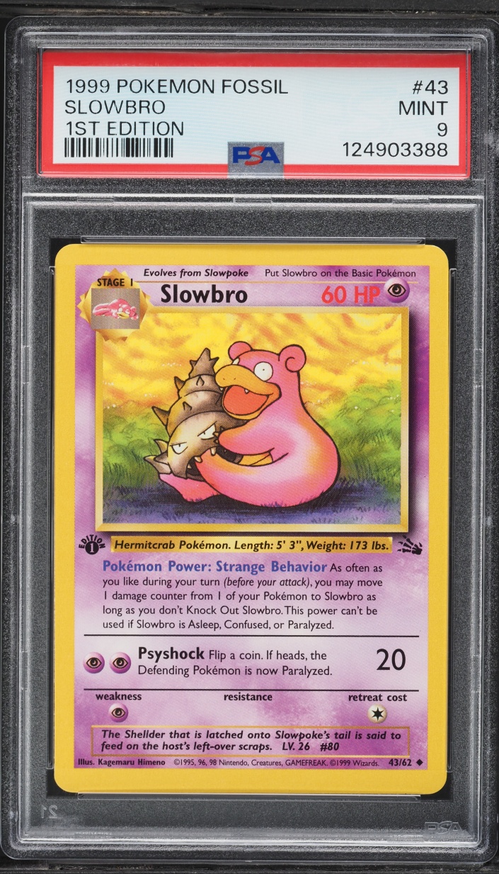 1999 Pokemon Fossil 1st Edition Slowbro #43 PSA 9 MINT