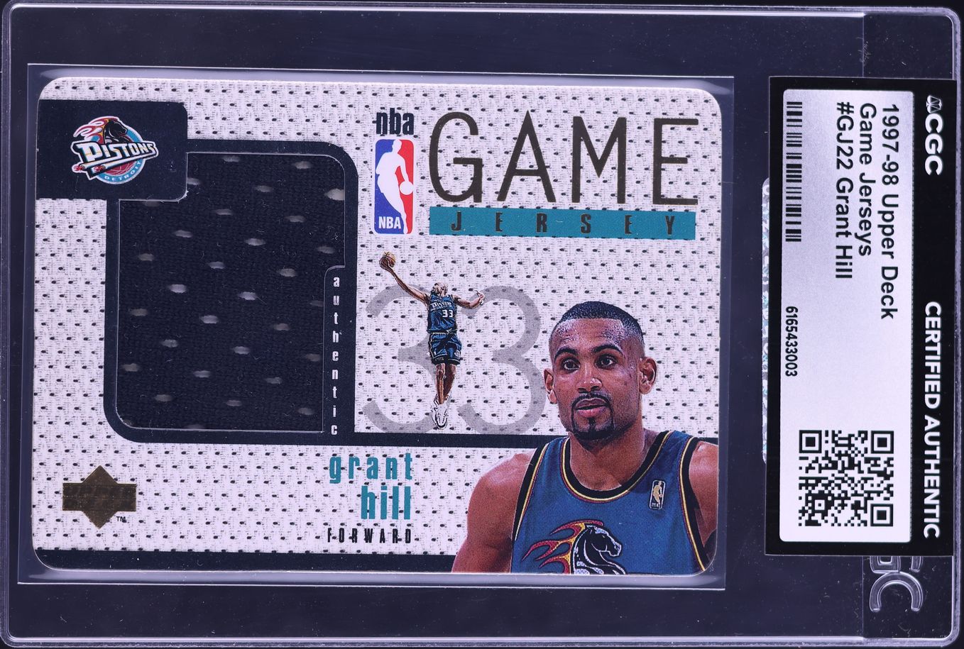 1997 Upper Deck Game Jersey Grant Hill PATCH #GJ22 CGC AUTH - Photo 1