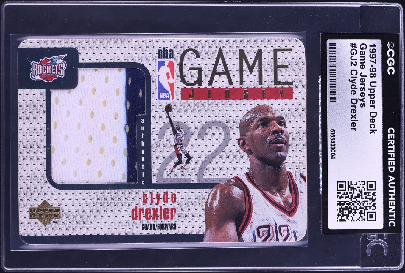 1997 Upper Deck Game Jersey Clyde Drexler PATCH #GJ2 CGC AUTH - Photo 1