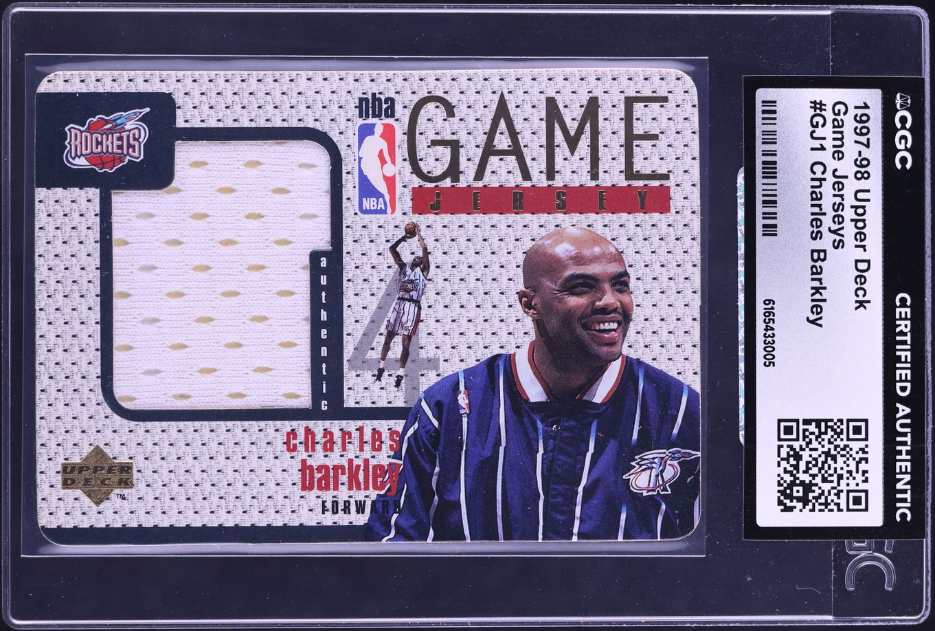 1997 Upper Deck Game Jersey Charles Barkley PATCH #GJ1 CGC AUTH - Photo 1
