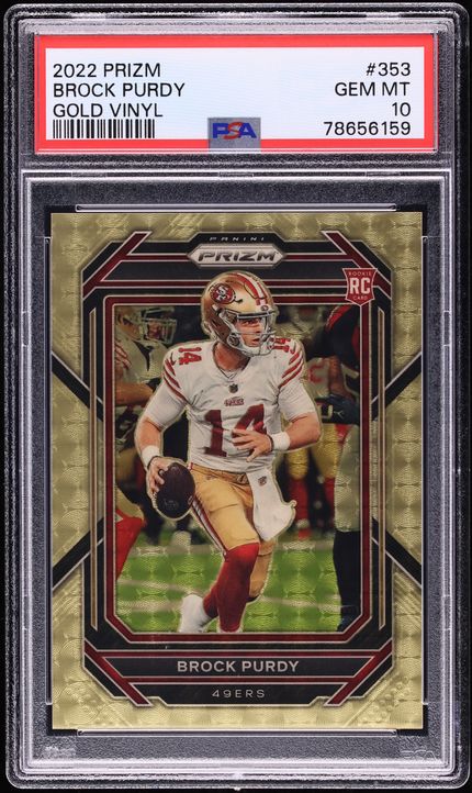 2022 Panini Prizm Gold Vinyl Brock Purdy ROOKIE /5 #353 PSA 10 GEM MINT