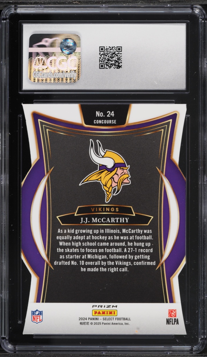 2024 Select Concourse Silver Die-Cut J.J. McCarthy ROOKIE #24 CGC 10 GEM MINT