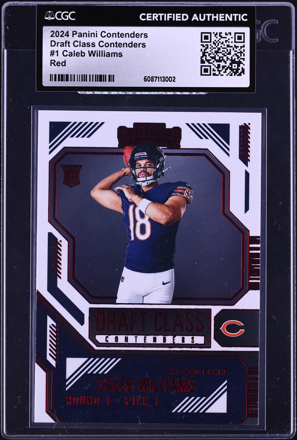 2024 Panini Contenders Draft Class Red Caleb Williams ROOKIE #1 CGC AUTH