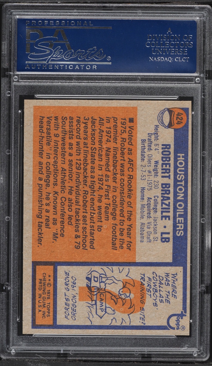 1976 Topps Football Robert Brazile ROOKIE #424 PSA 8 NM-MT