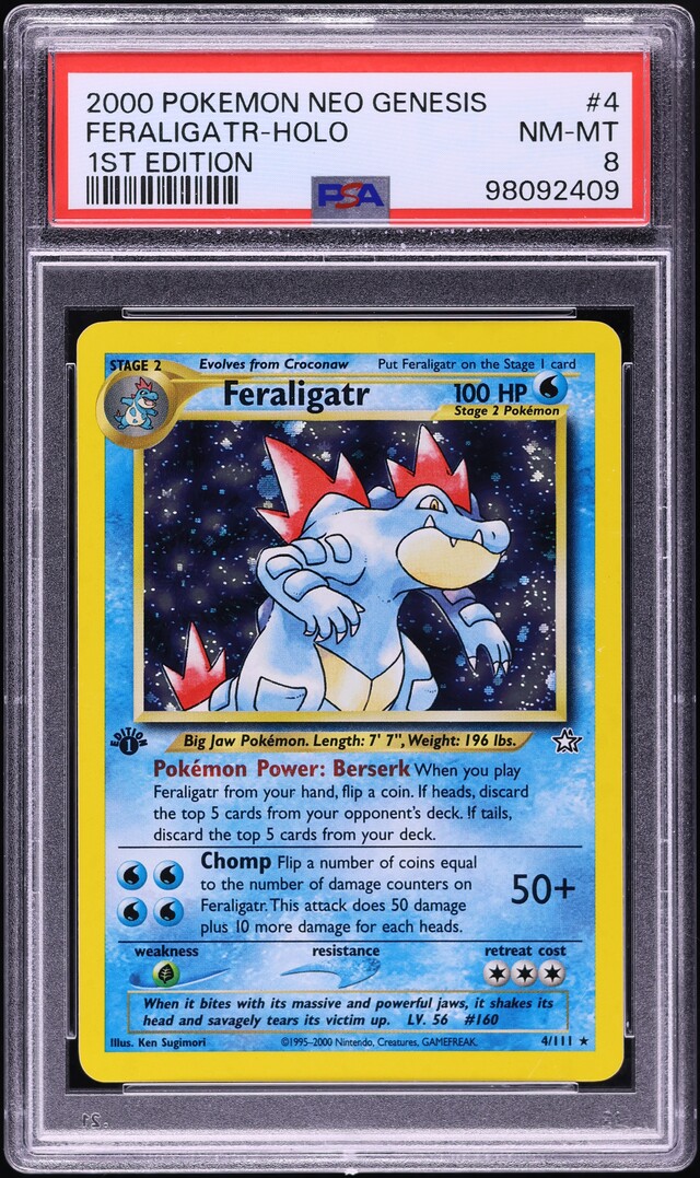 2000 Pokemon Neo Genesis 1st Edition Holo Feraligatr #4 PSA 8 NM-MT