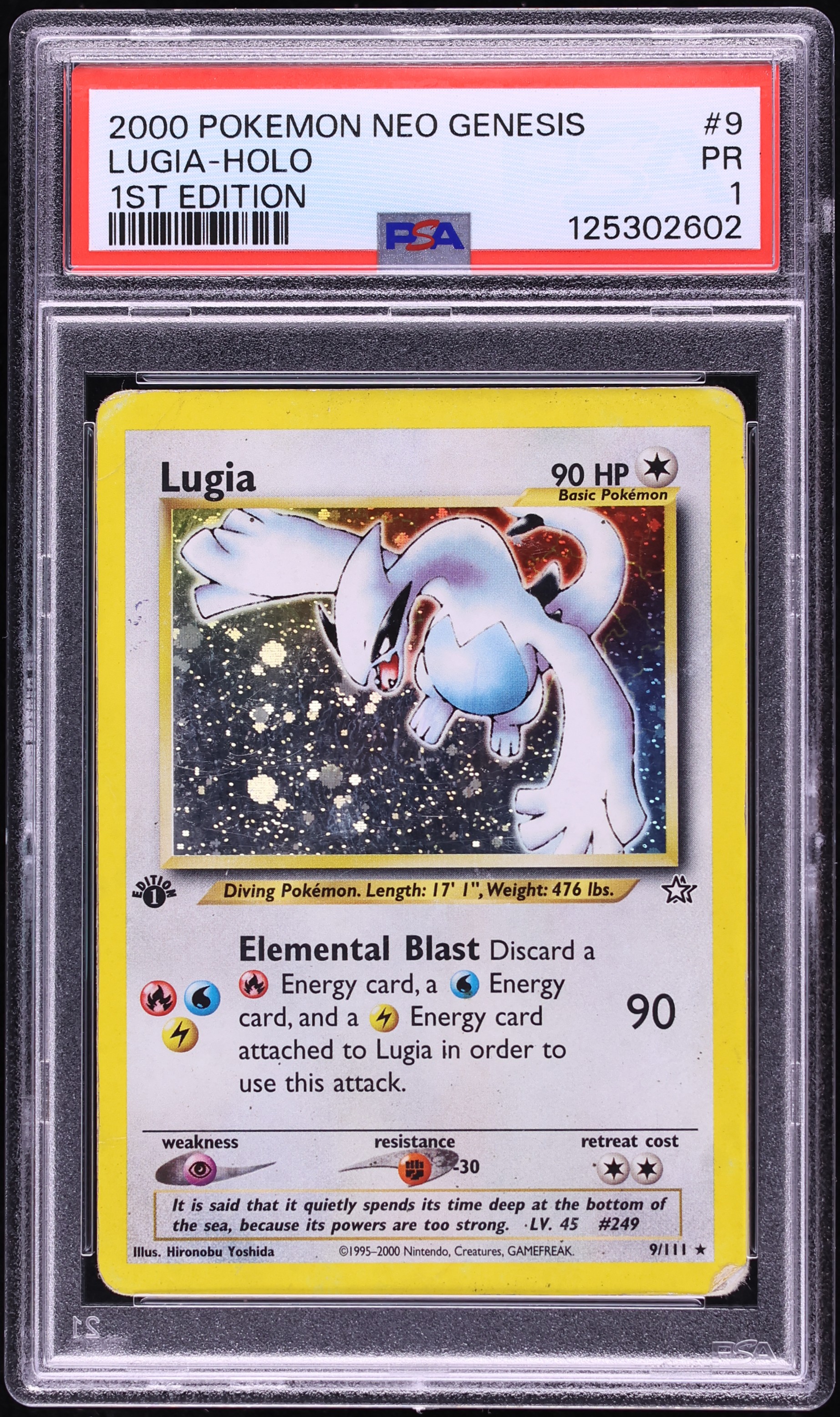 2000 Pokemon Neo Genesis 1st Edition Holo Lugia #9 PSA 1 PR