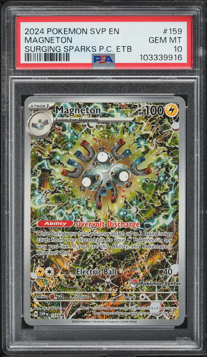 2024 Pokemon SV Black Star Promo Surging Sparks Center ETB Magneton #159 PSA 10
