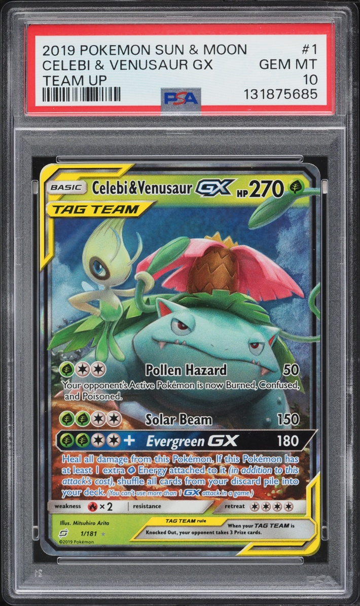 2019 Pokemon Sun & Moon Team Up Alt Art Celebi & Venusaur GX #1 PSA 10 GEM MINT