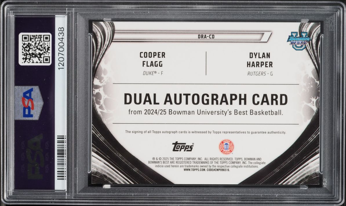2024 Bowman University Best Red Refractor Dylan Harper Cooper Flagg RC AUTO DNA 10 5/5 PSA 10