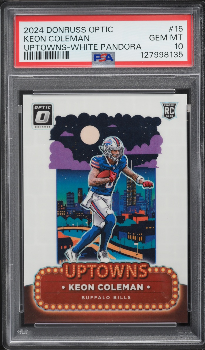 2024 Donruss Optic Uptowns White Pandora Keon Coleman ROOKIE /25 #15 PSA 10 GEM MINT