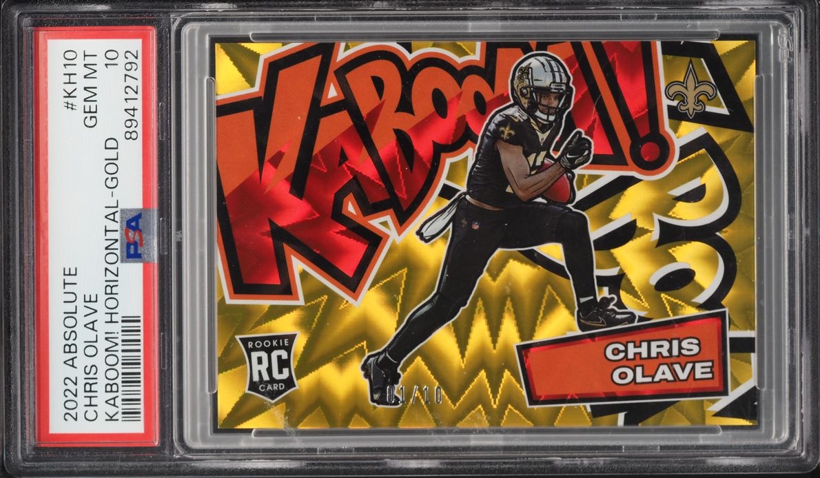 2022 Absolute Kaboom! Horizontal Gold Chris Olave ROOKIE 1/10 #KH10 PSA 10 GEM MINT