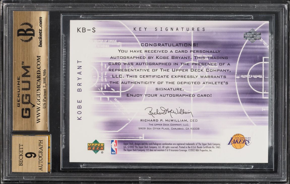 2001 Upper Deck Flight Team Key Signatures Kobe Bryant PATCH AUTO /100 #KB-S BGS 9.5 GEM MINT