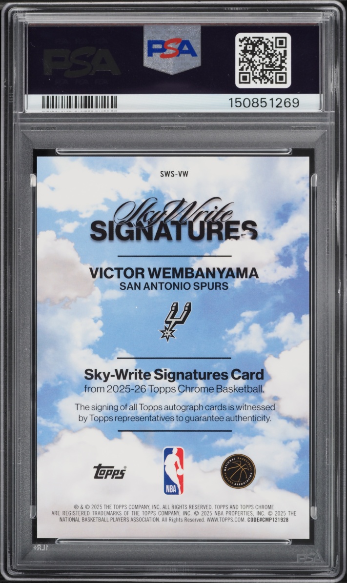 2025 Topps Chrome Sky Write Victor Wembanyama AUTO #SWS-VW PSA 10 GEM MINT