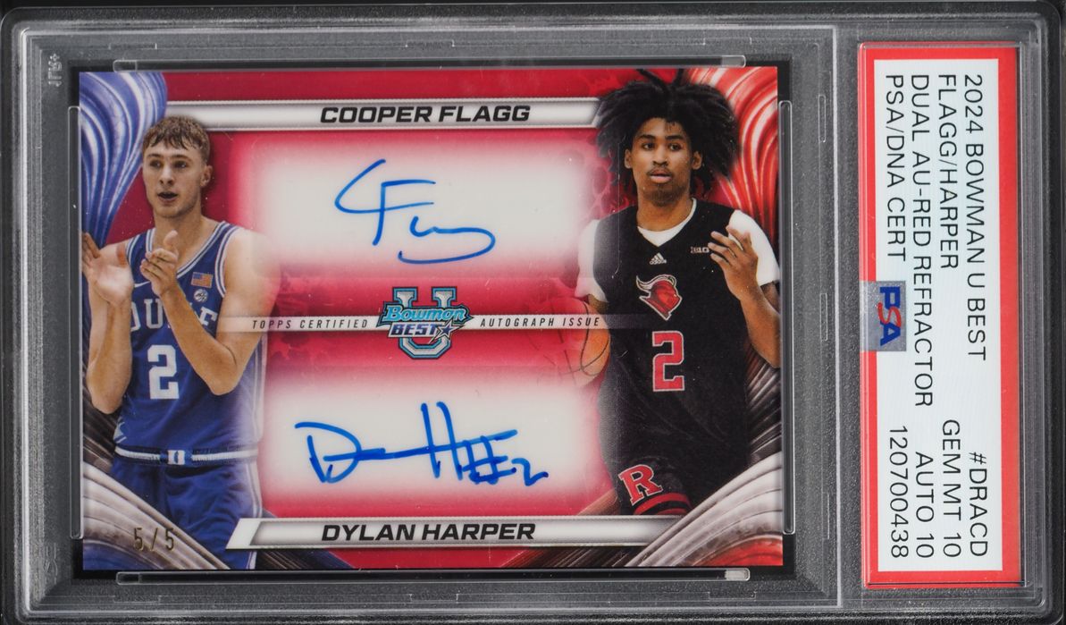 2024 Bowman University Best Red Refractor Dylan Harper Cooper Flagg RC AUTO DNA 10 5/5 PSA 10