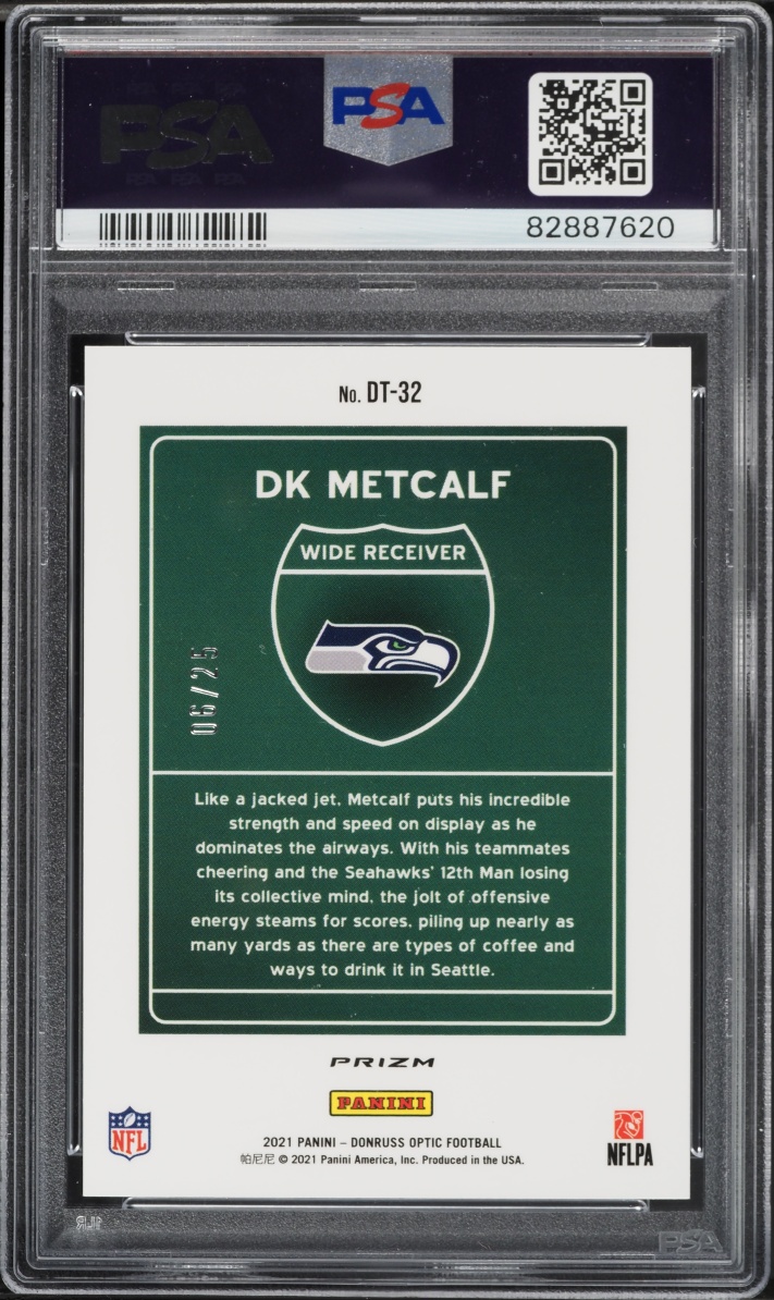 2021 Donruss Optic Downtown Black Pandora DK Metcalf /25 #DT-32 PSA 9 MINT