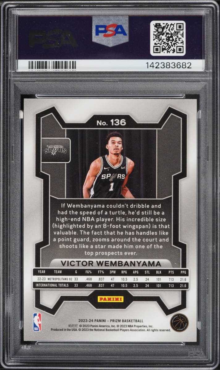 2023 Panini Prizm Victor Wembanyama ROOKIE #136 PSA 10 GEM MINT