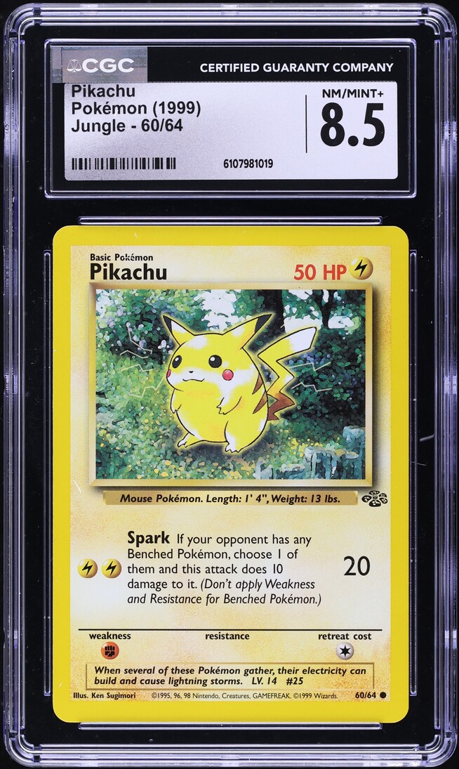 1999 Pokemon Jungle Pikachu #60 CGC 8.5 NM-MT+