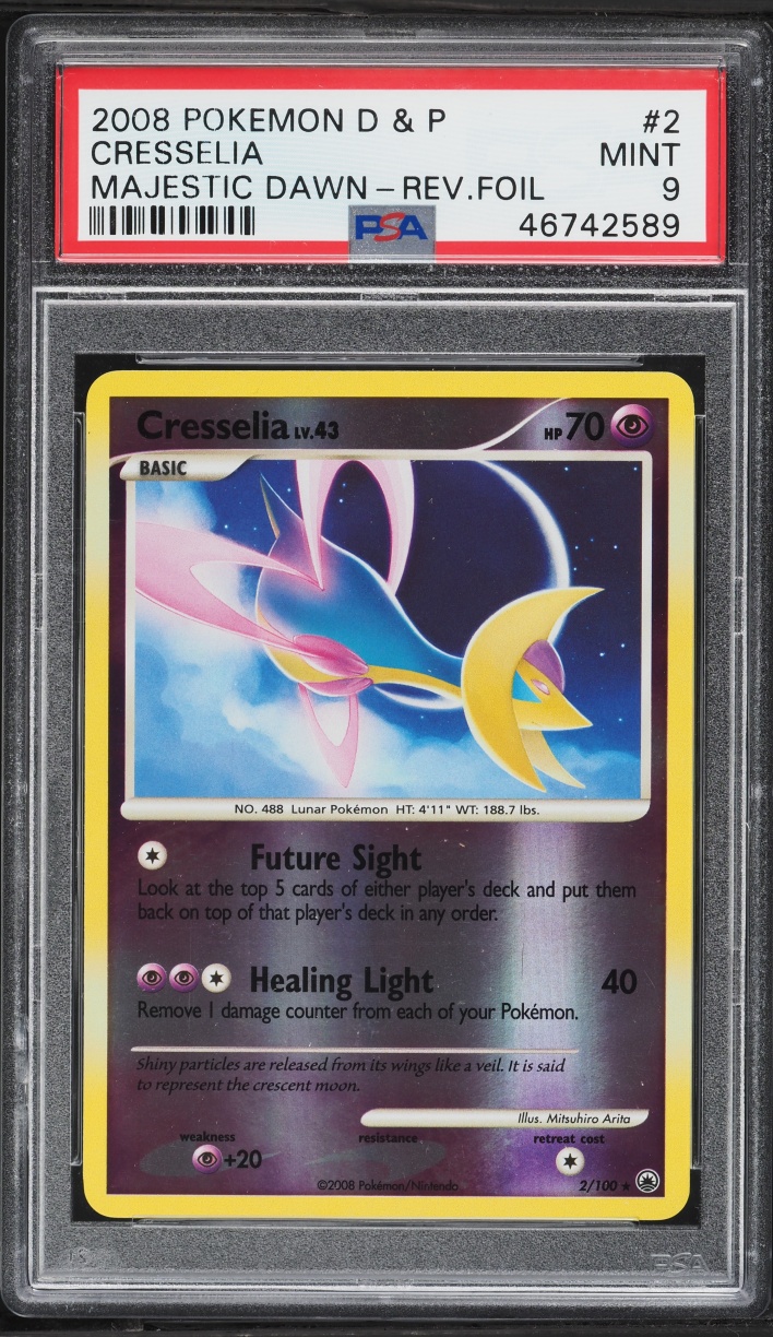 2008 Pokemon Diamond & Pearl Majestic Dawn Reverse Holo Cresselia #2 PSA 9 MINT