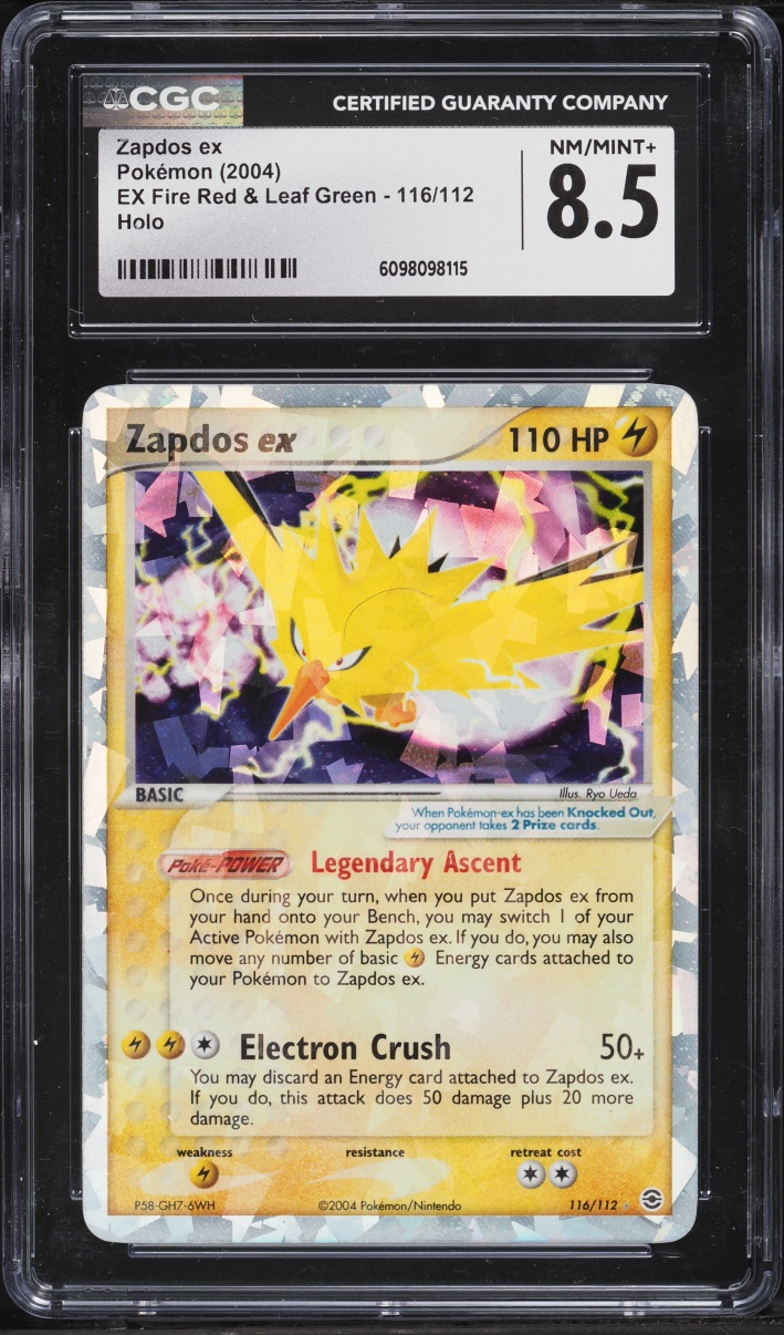 2004 Pokemon EX Fire Red & Leaf Green Holo Zapdos ex #116 CGC 8.5 NM-MT+