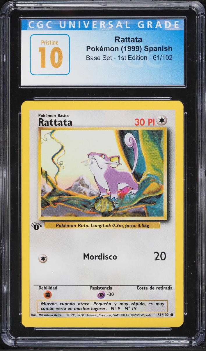 1999 Pokemon Spanish Base Set 1st Edition Rattata #61 CGC 10 PRISTINE
