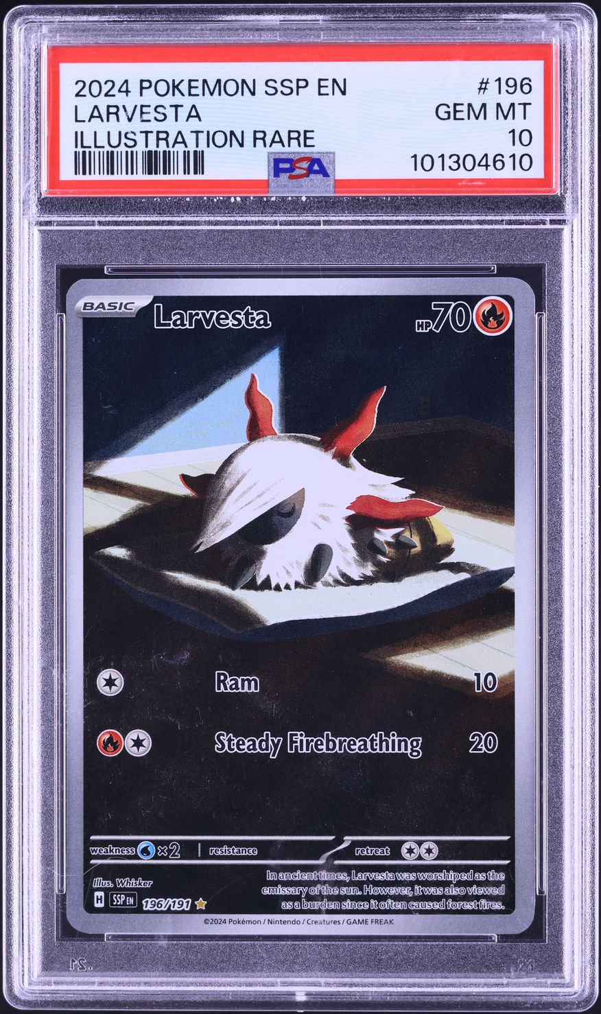 2024 Pokemon Scarlet & Violet Surging Sparks IR Larvesta #196 PSA 10 GEM MINT
