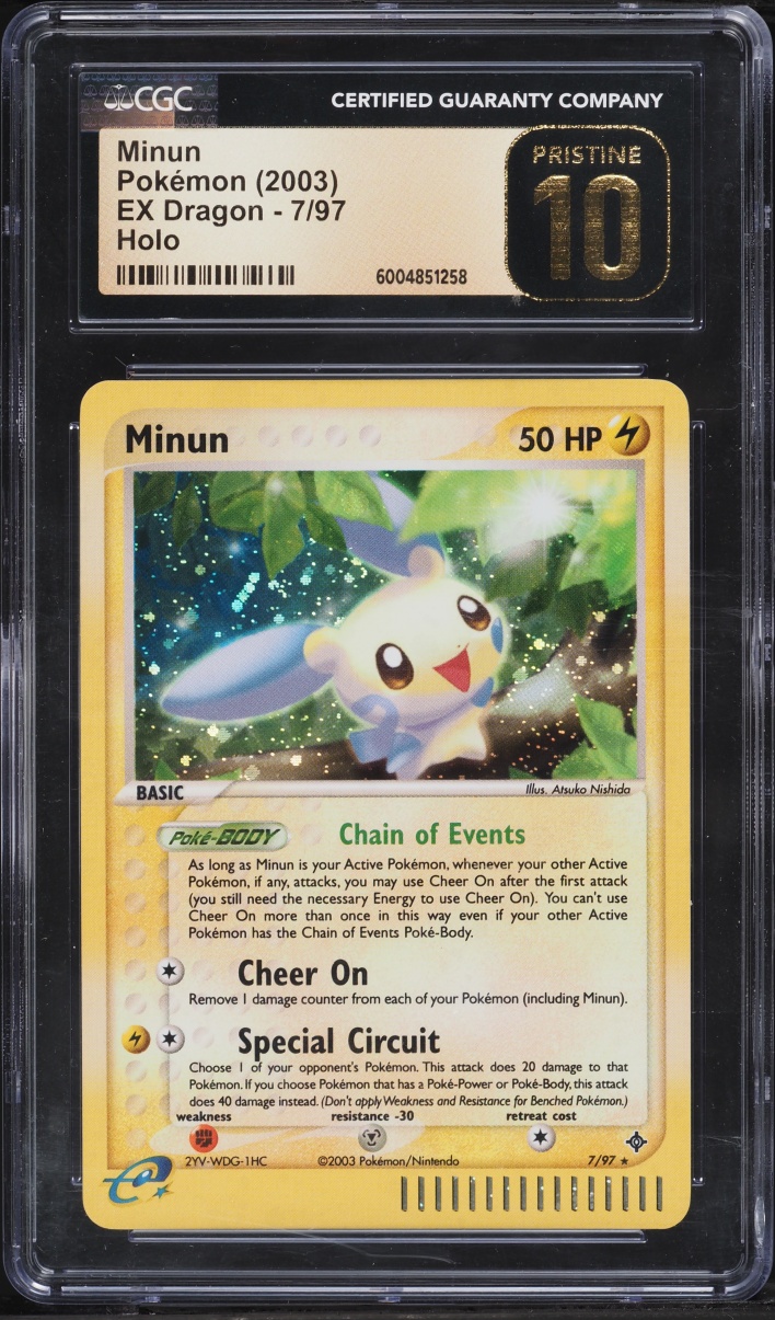 2003 Pokemon EX Dragon Holo Minun #7 CGC 10 PRISTINE
