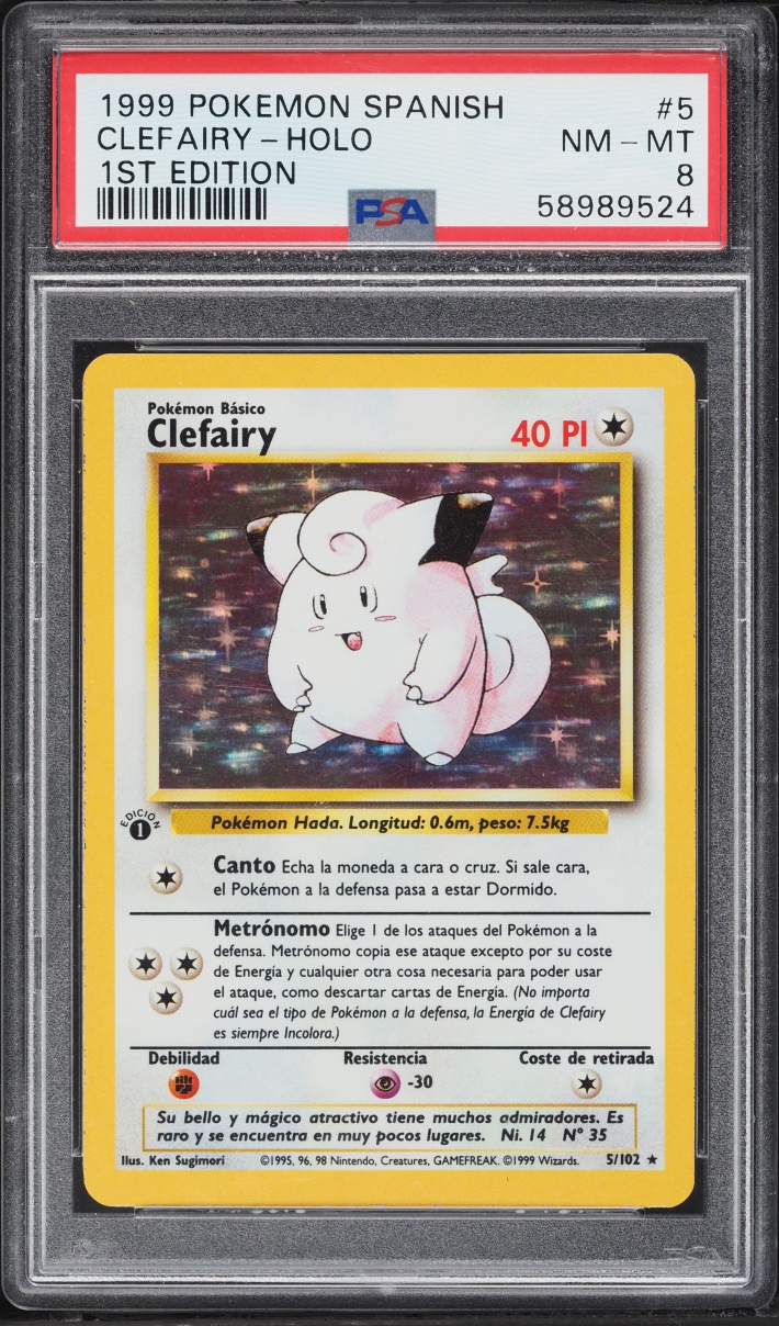 1999 Pokemon Spanish Base Set 1st Edition Holo Clefairy #5 PSA 8 NM-MT