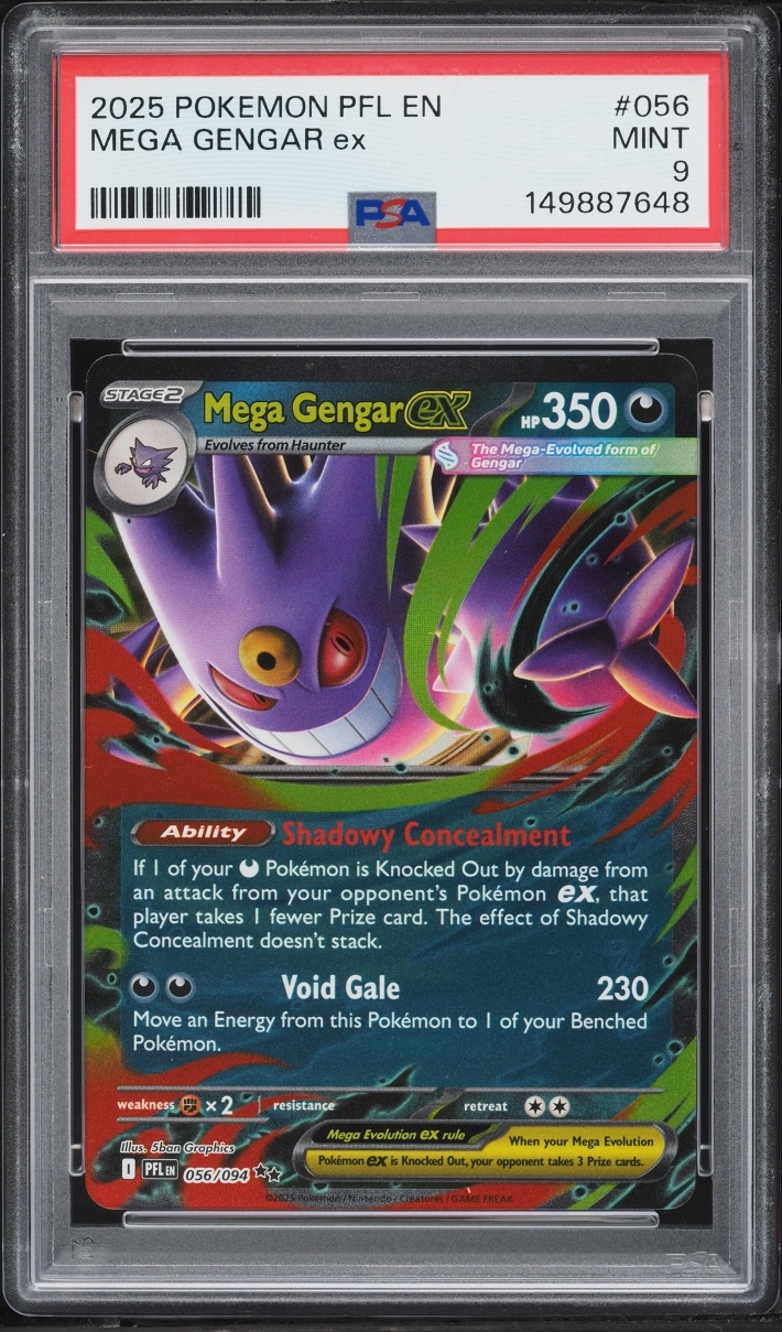 2025 Pokemon Mega Evolution Phantasmal Flames Holo Mega Gengar Ex #56 PSA 9 MINT