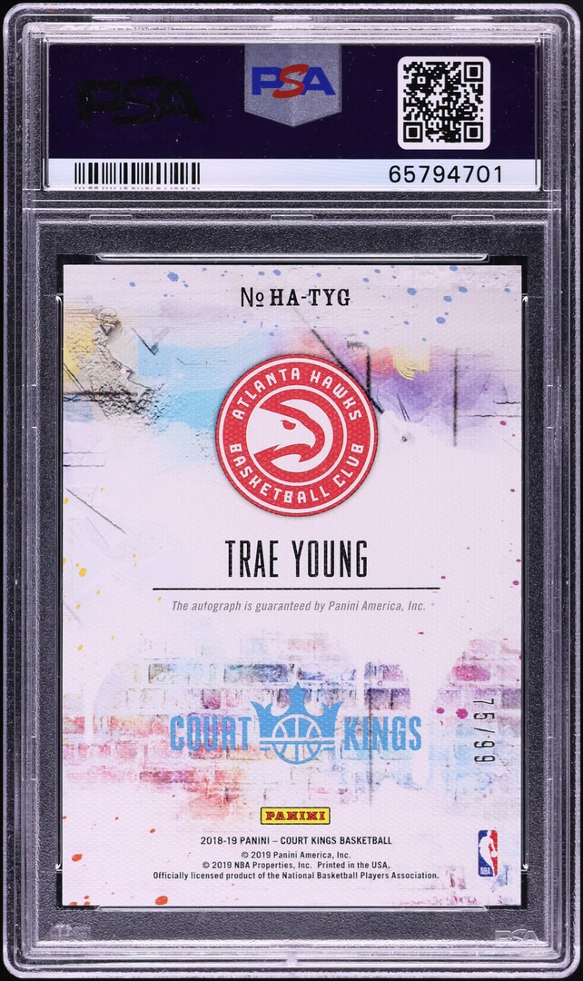 2018 Panini Court Kings Heir Apparent Ruby Trae Young ROOKIE AUTO /99 PSA 9 MINT