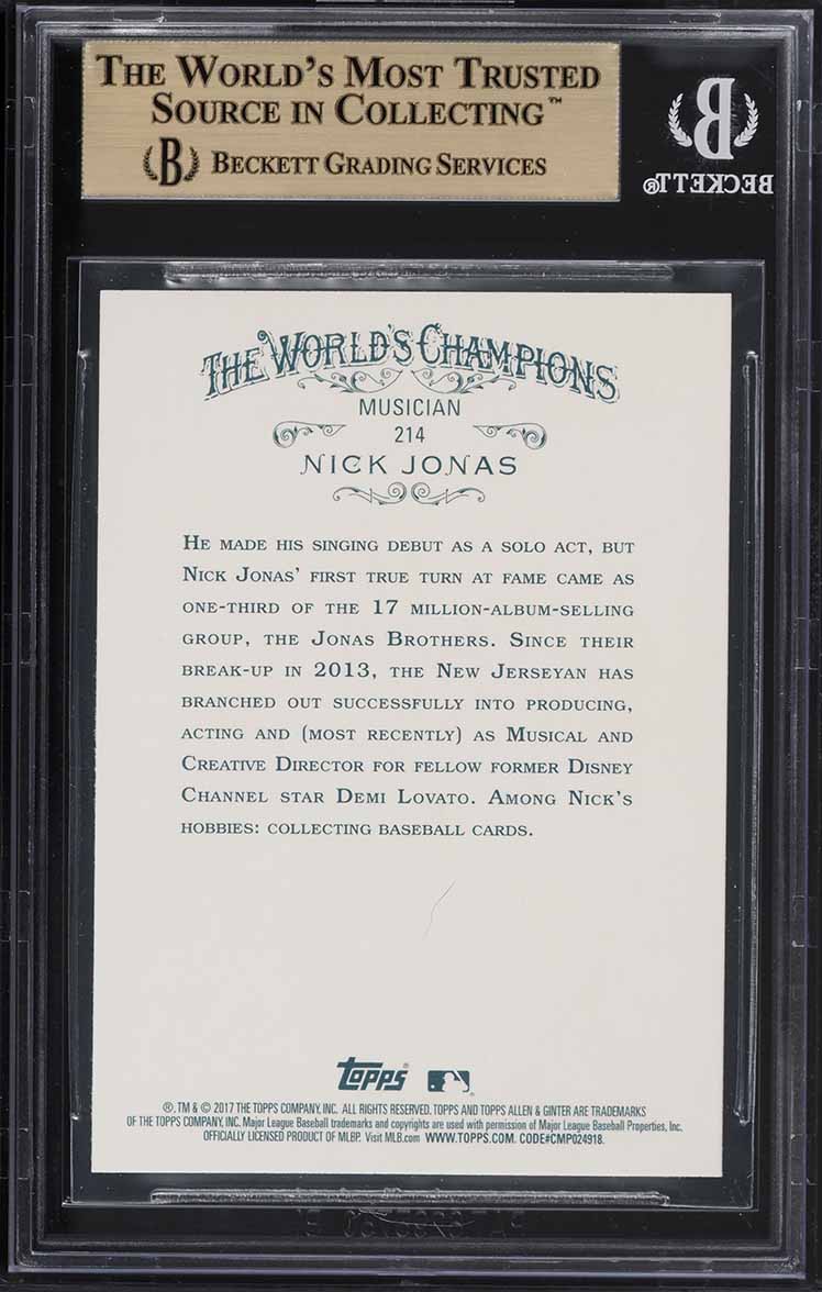 2017 Topps Allen & Ginter Nick Jonas #214 BGS 9.5 GEM MINT