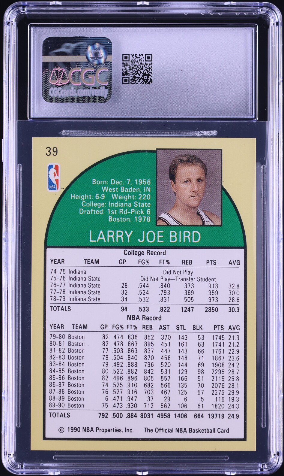 1990 Hoops Larry Bird #39 CGC 8 NM-MT