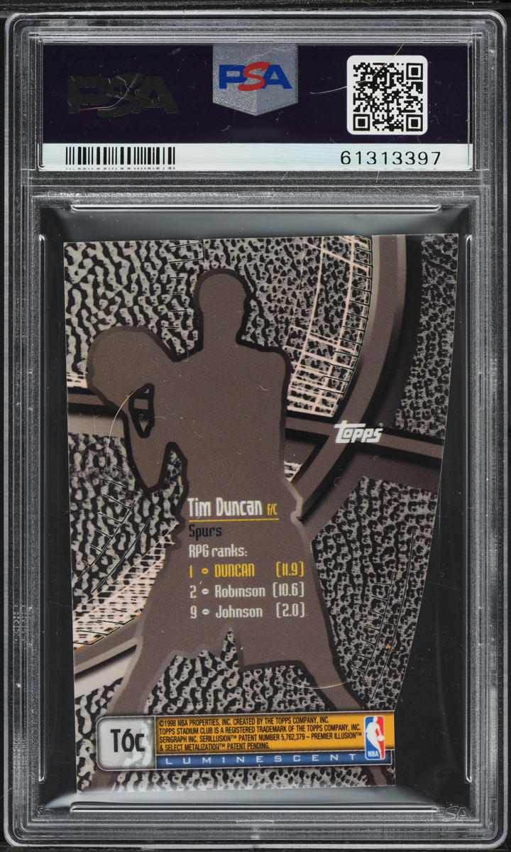 1998 Stadium Club Triumvirate Luminescent Tim Duncan #T6C PSA 9 MINT