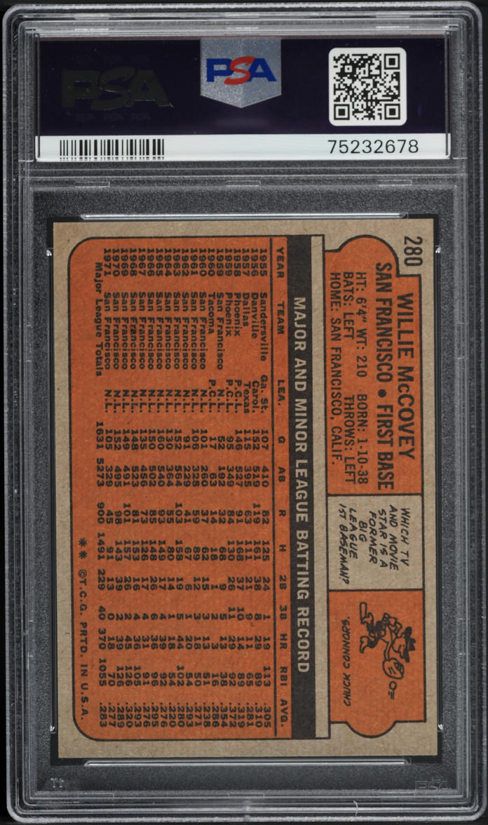 1972 Topps Willie McCovey #280 PSA 8 NM-MT
