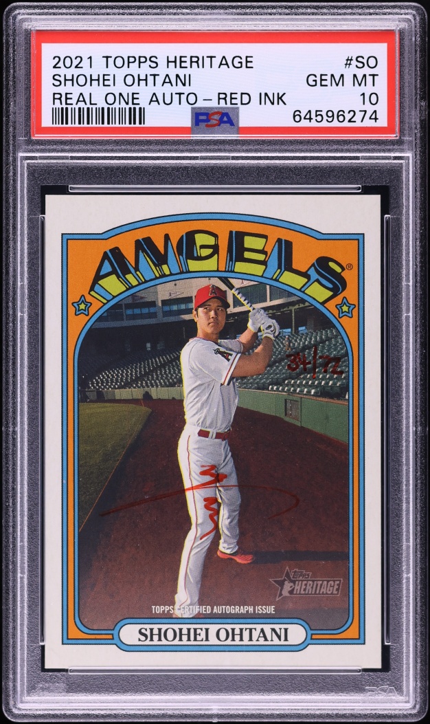 2021 Topps Heritage Real One Red Ink Shohei Ohtani AUTO /72 #ROA-SO PSA 10 GEM MINT