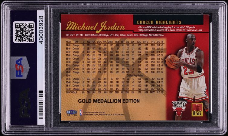 1998 Ultra Gold Medallion Michael Jordan #85G PSA 10 GEM MINT