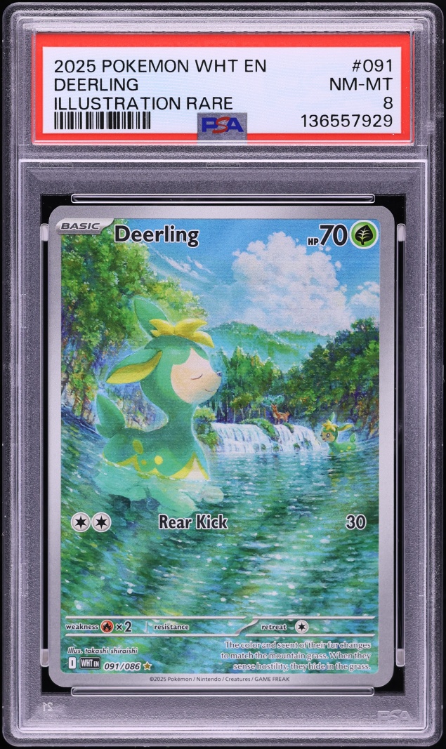 2025 Pokemon Scarlet & Violet White Flare IR Deerling #91 PSA 8 NM-MT