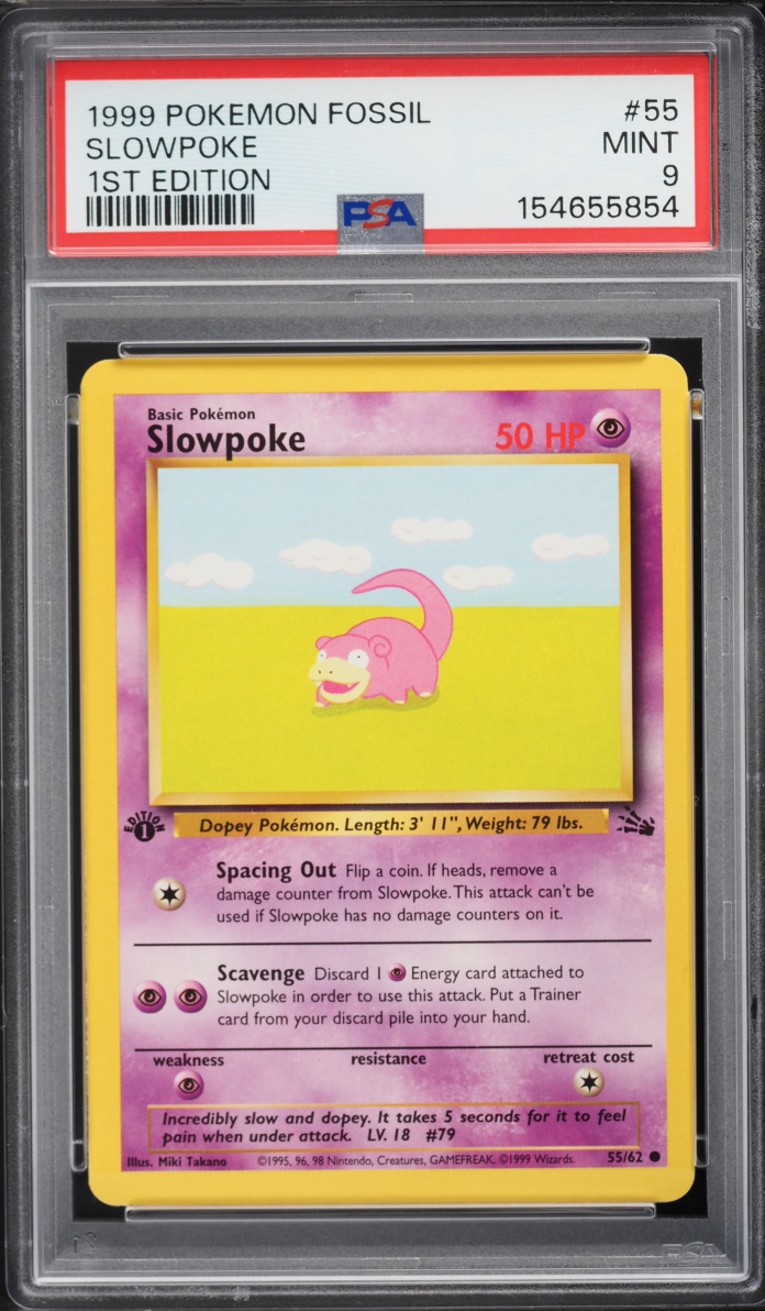 1999 Pokemon Fossil 1st Edition Slowpoke #55 PSA 9 MINT