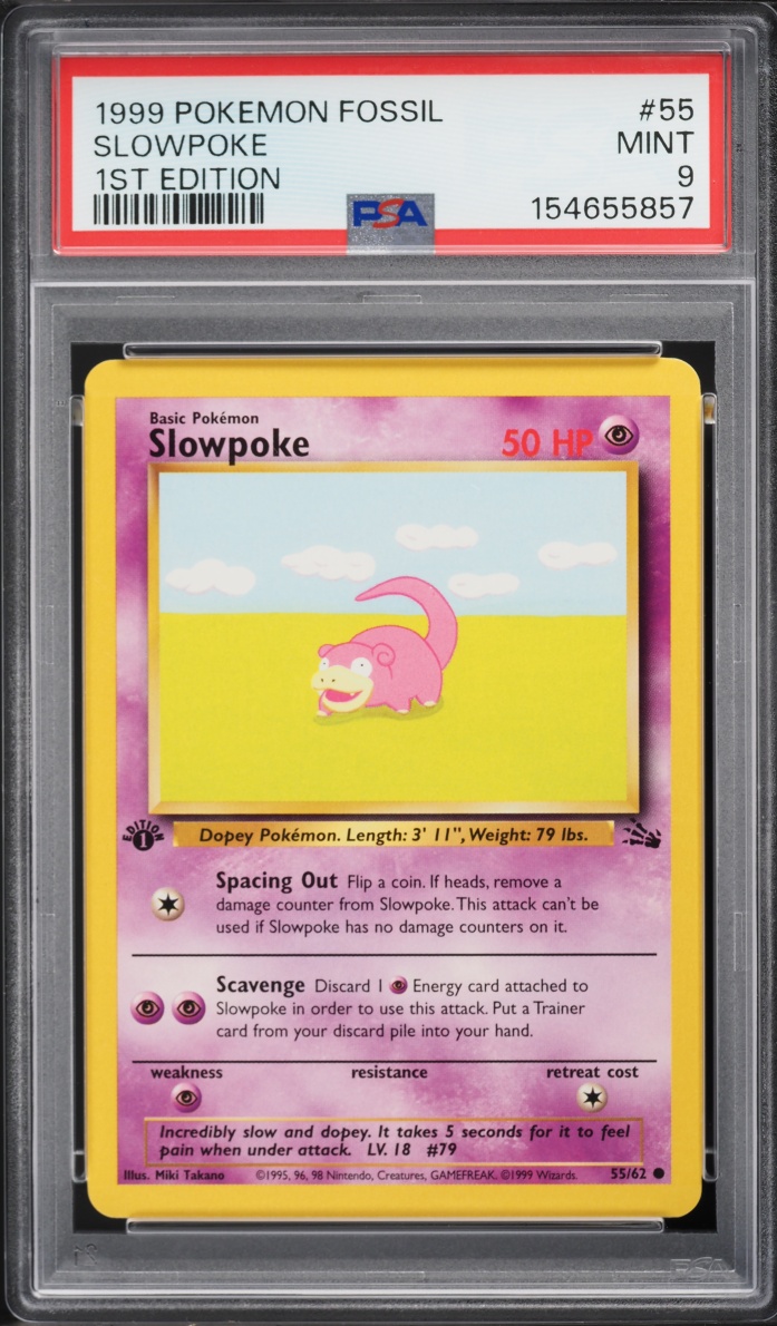 1999 Pokemon Fossil 1st Edition Slowpoke #55 PSA 9 MINT