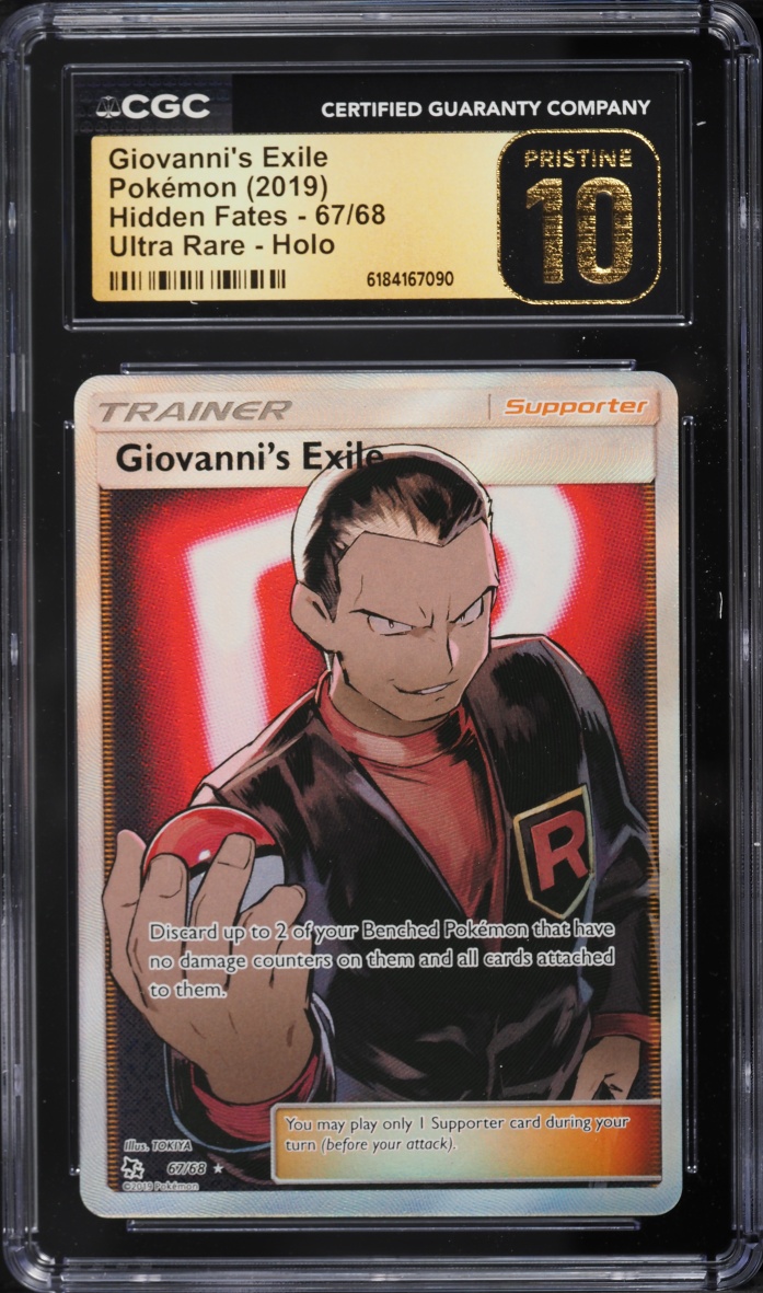 2019 Pokemon Sun & Moon Hidden Fates Full Art Giovanni's Exile #67 CGC 10 PRISTINE
