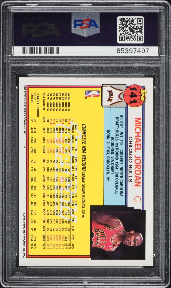 1992 Topps Gold Michael Jordan #141 PSA 10 GEM MINT