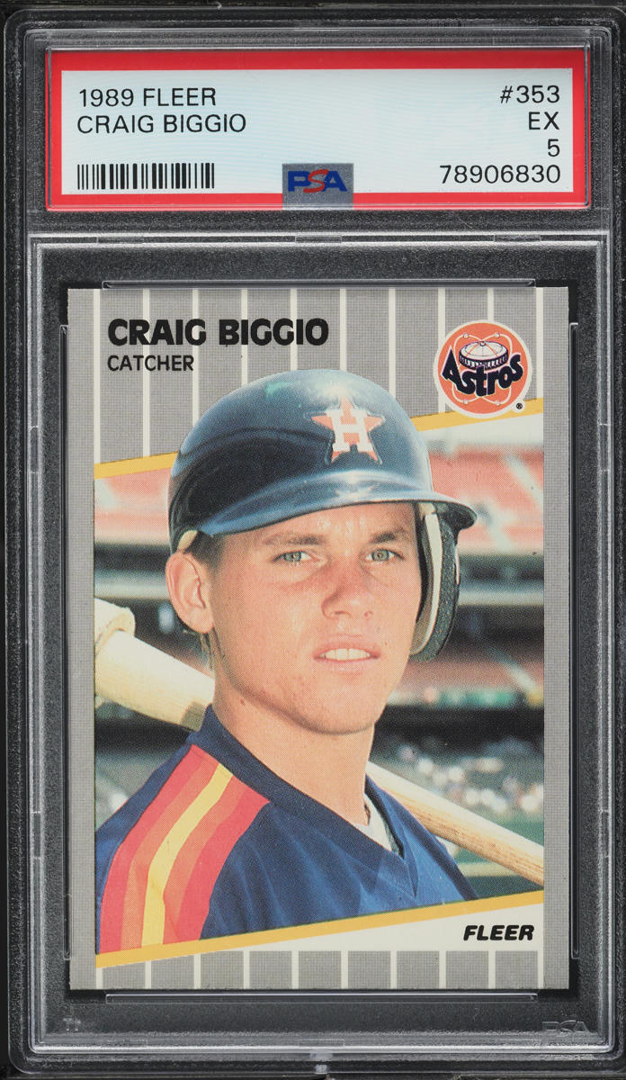 1989 Fleer Craig Biggio ROOKIE #353 PSA 5 EX
