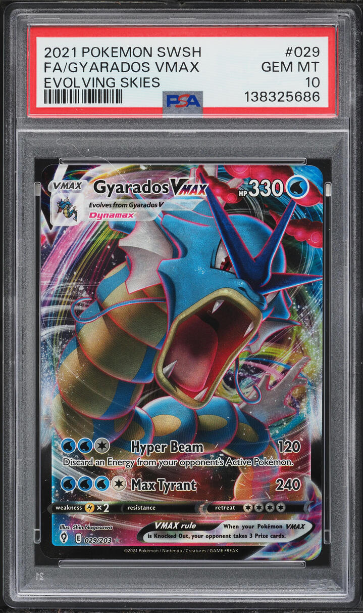 2021 Pokemon Sword & Shield Evolving Skies Full Art Gyarados VMAX #29 PSA 10 GEM MINT