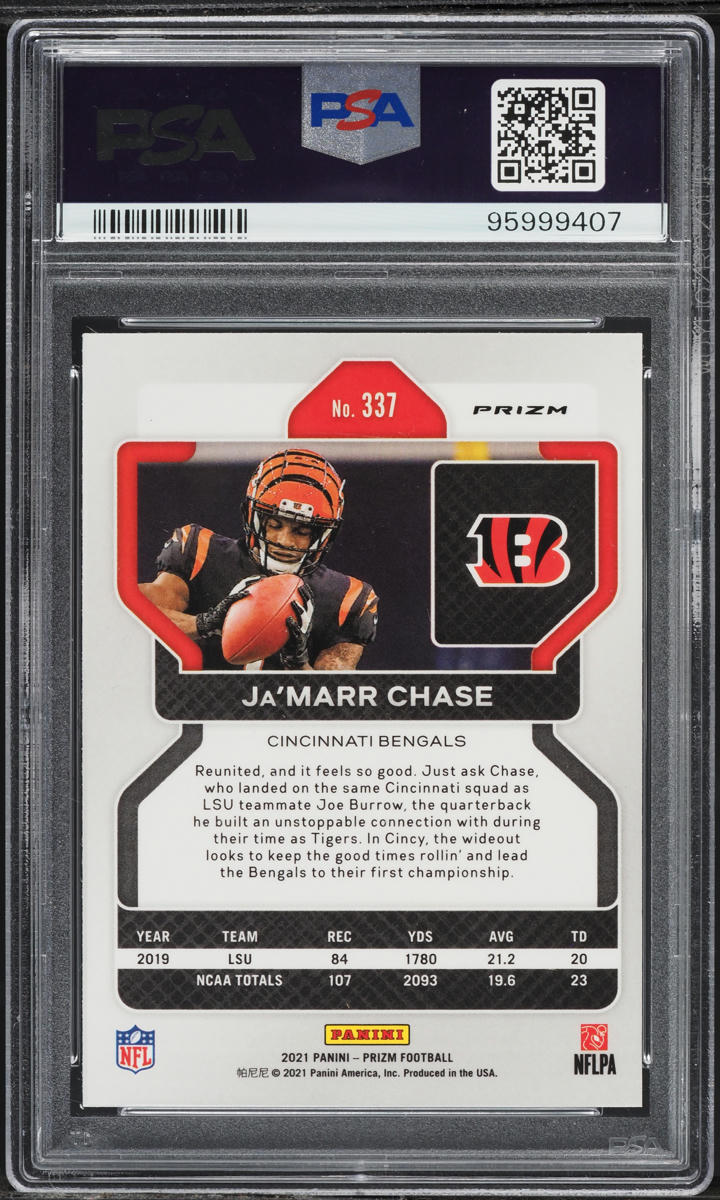 2021 Panini Prizm Lazer Ja’Marr Chase ROOKIE #337 PSA 10 GEM MINT