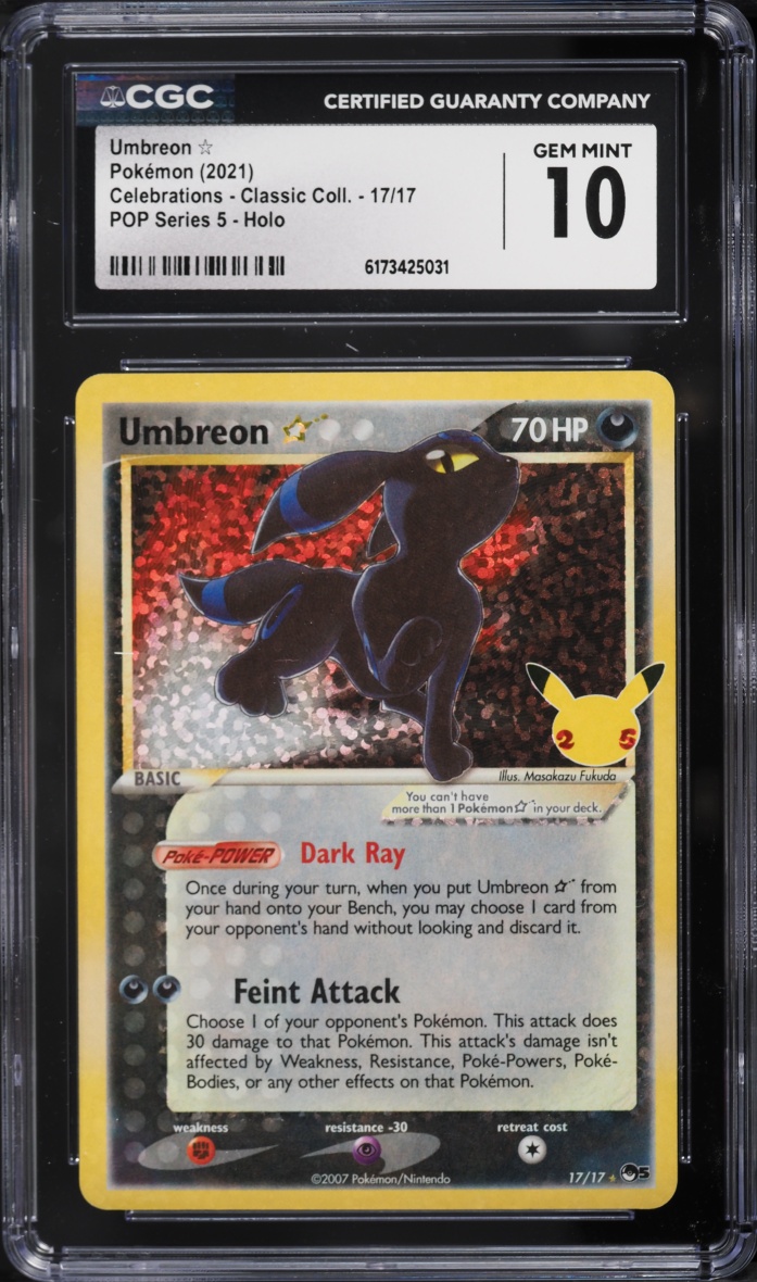 2021 Pokemon Sword & Shield Celebrations Classic Collection Holo Umbreon Gold Star #17 CGC 10