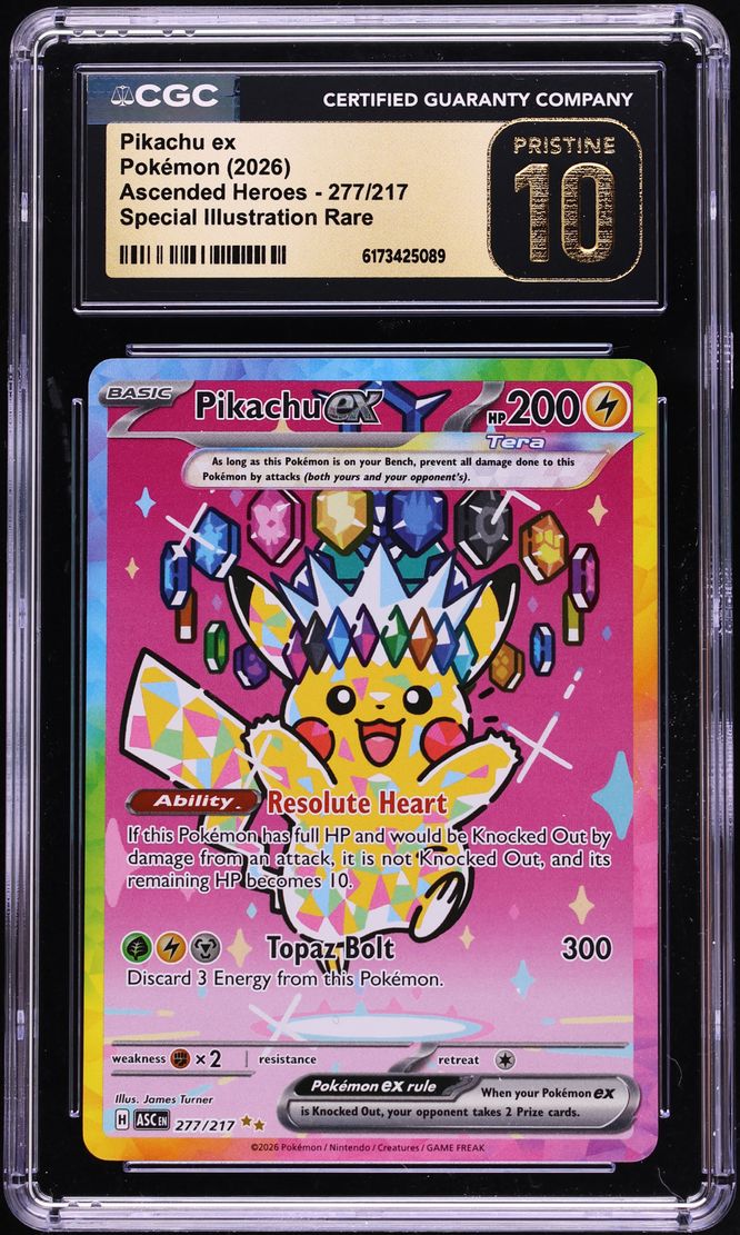 2026 Pokemon Mega Evolution Ascended Heroes SIR Pikachu ex #277 CGC 10 PRISTINE