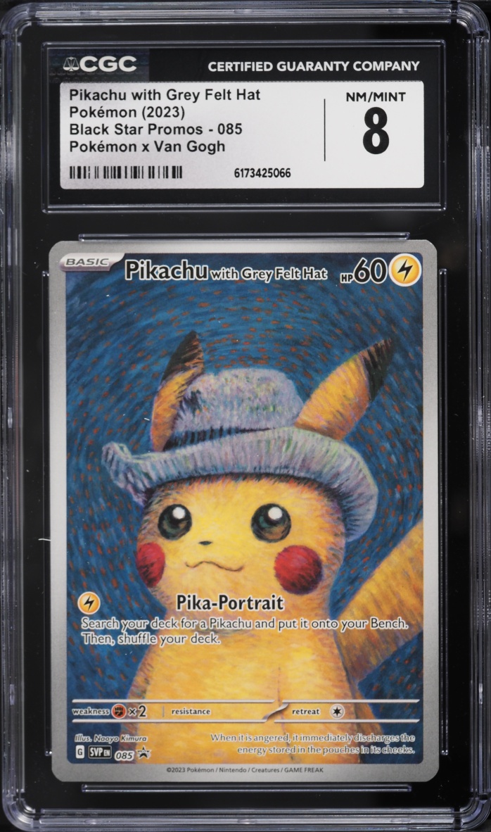 2023 Pokemon Scarlet & Violet Promo Van Gogh Full Art Pikachu With Grey Felt Hat #85 CGC 8