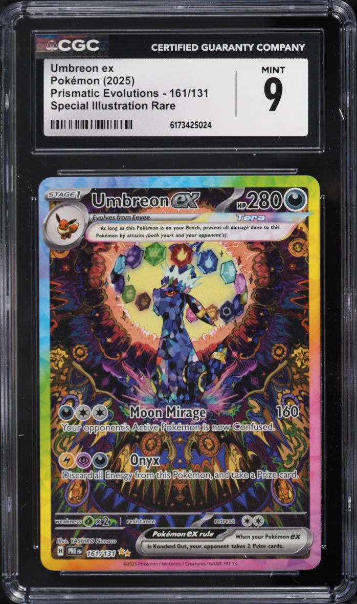 2025 Pokemon Scarlet & Violet Prismatic Evolutions SIR Umbreon Ex #161 CGC 9 MINT
