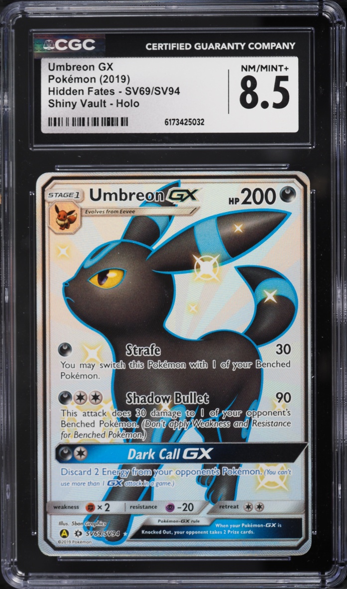 2019 Pokemon Sun & Moon Hidden Fates Shiny Vault Full Art Umbreon GX #SV69 CGC 8.5 NM-MT+